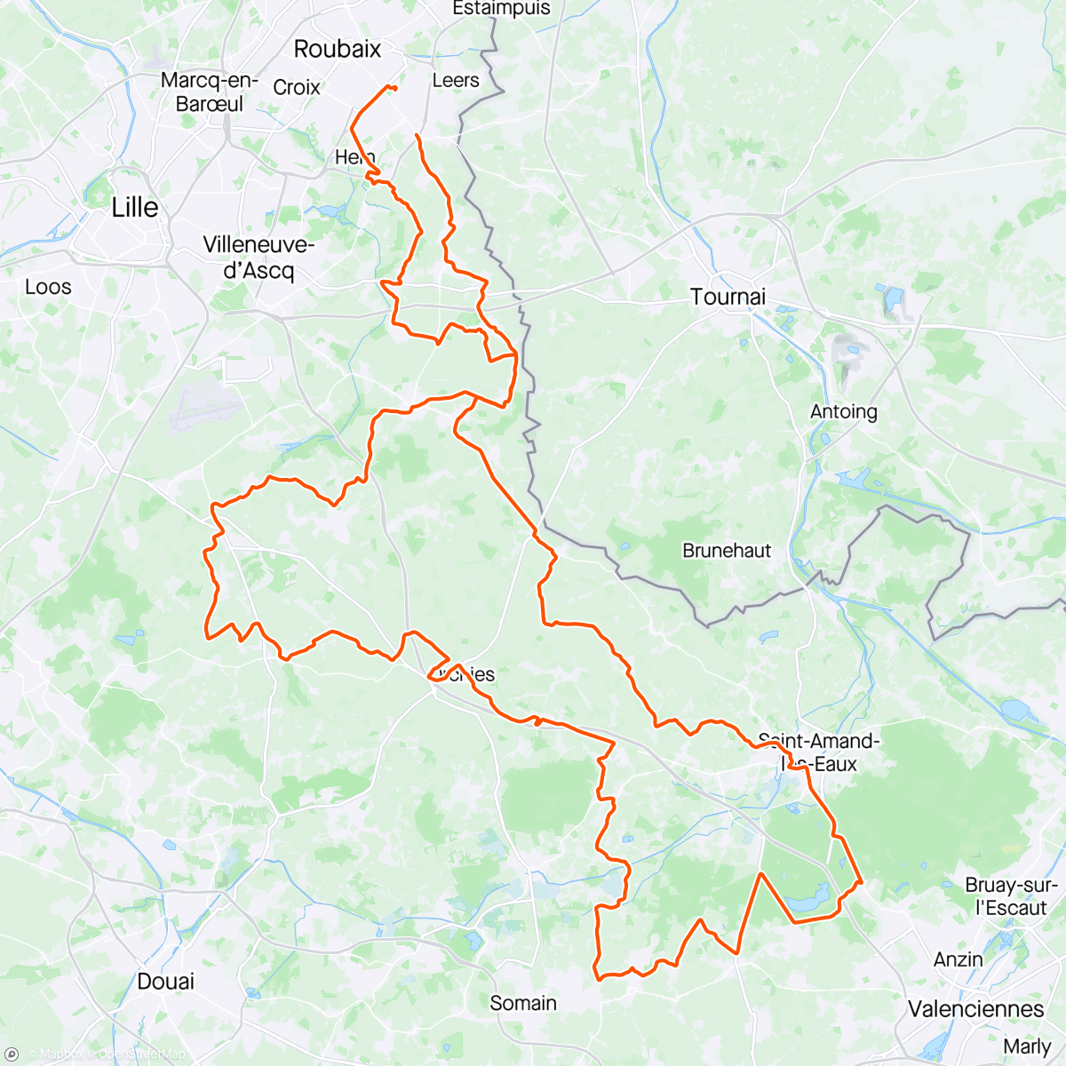 Map of the activity, 🚵‍♂️ Paris - Roubaix 🚵‍♂️ 145 km - Une torture 😨 mais comme d’Habe fier d’avoir marché sur les traces des plus grands 💪 et magnifique arrivée au vélodrome 🏟️