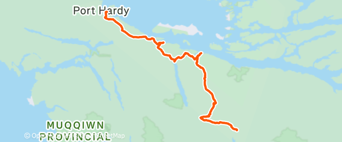 Route map of Port Hardy to Nimpkish Valley