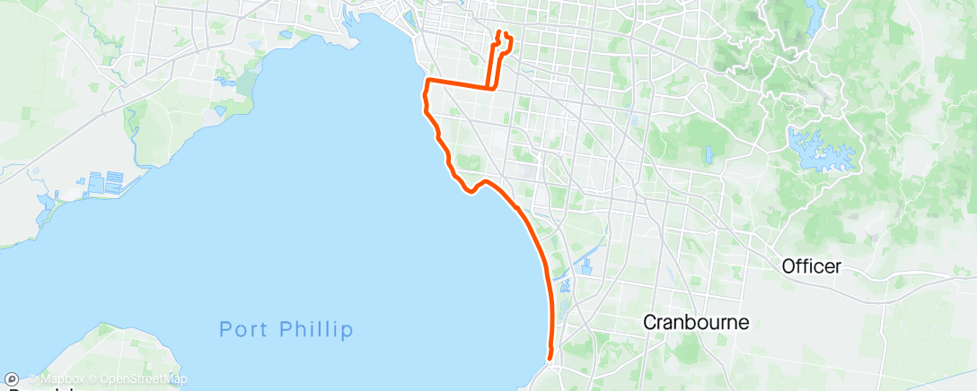 Map of the activity, Frankston ride with Andrew