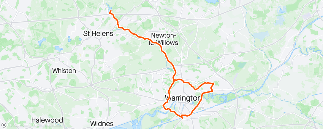 Map of the activity, Cycled from Padgate to a rather chilly Carr Mill dam for lunch, then back to the Stag for refreshments in the Sun. Lots of little baby chick's enroute