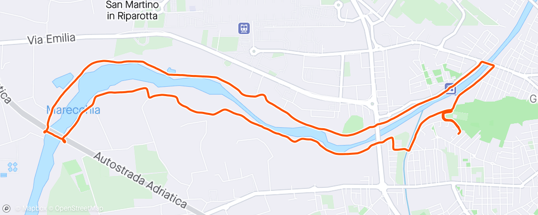 Map of the activity, 1h Easy Run