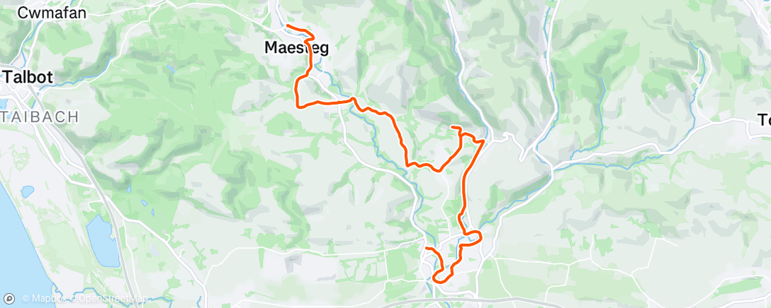 Map of the activity, Maesteg to Tondu