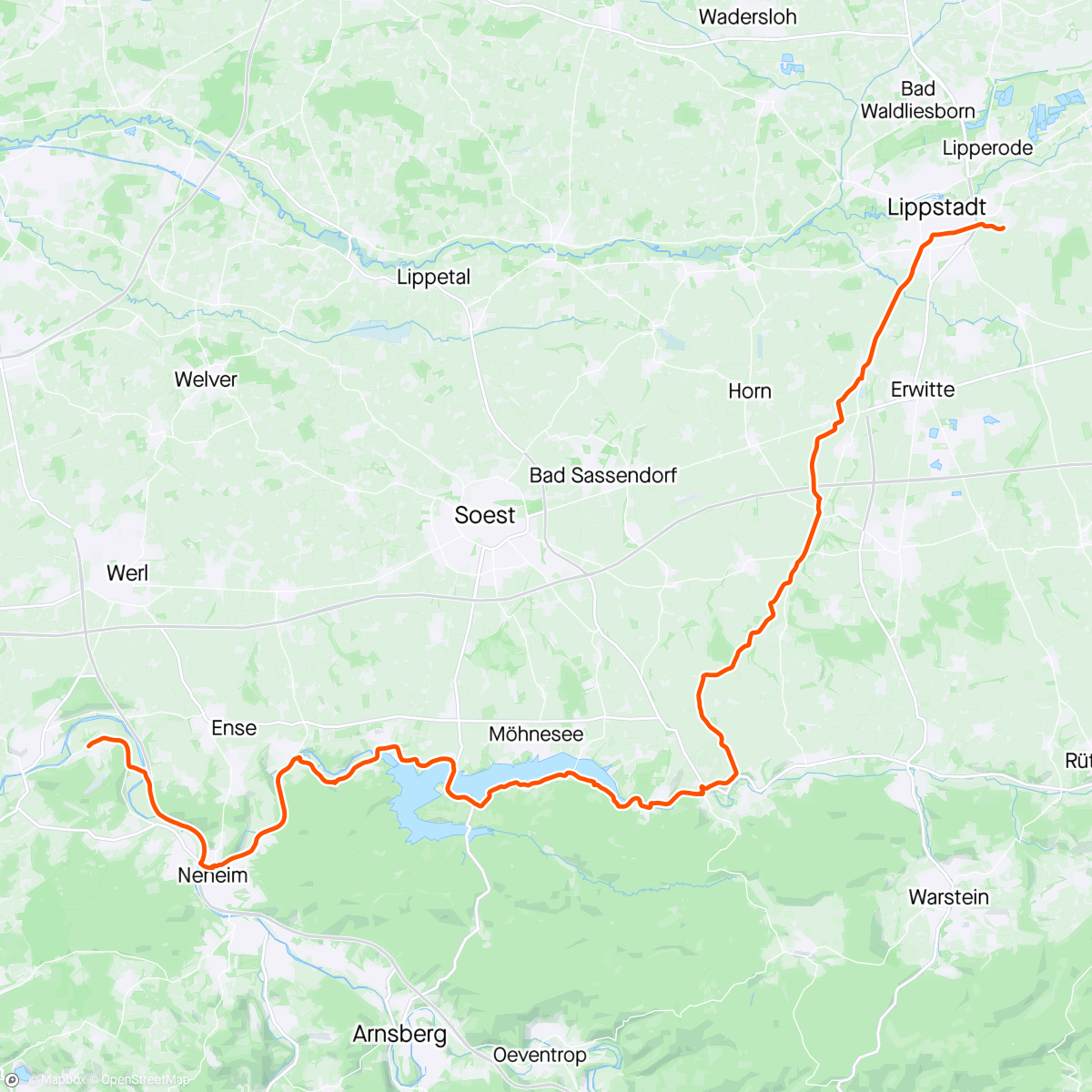 Map of the activity, Tour de Westphalia, 3. Etappe, mit Regen und Hagel 🙄