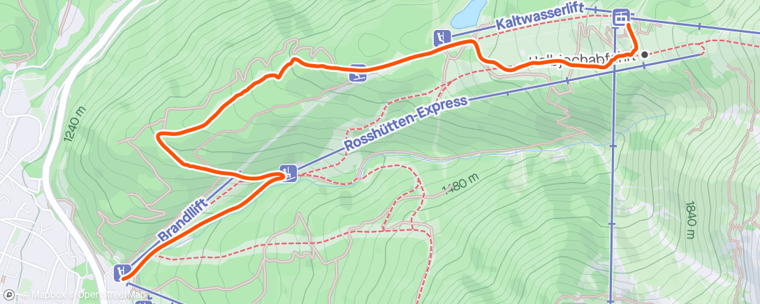 Map of the activity, Namiddagsessie alpineskiën 