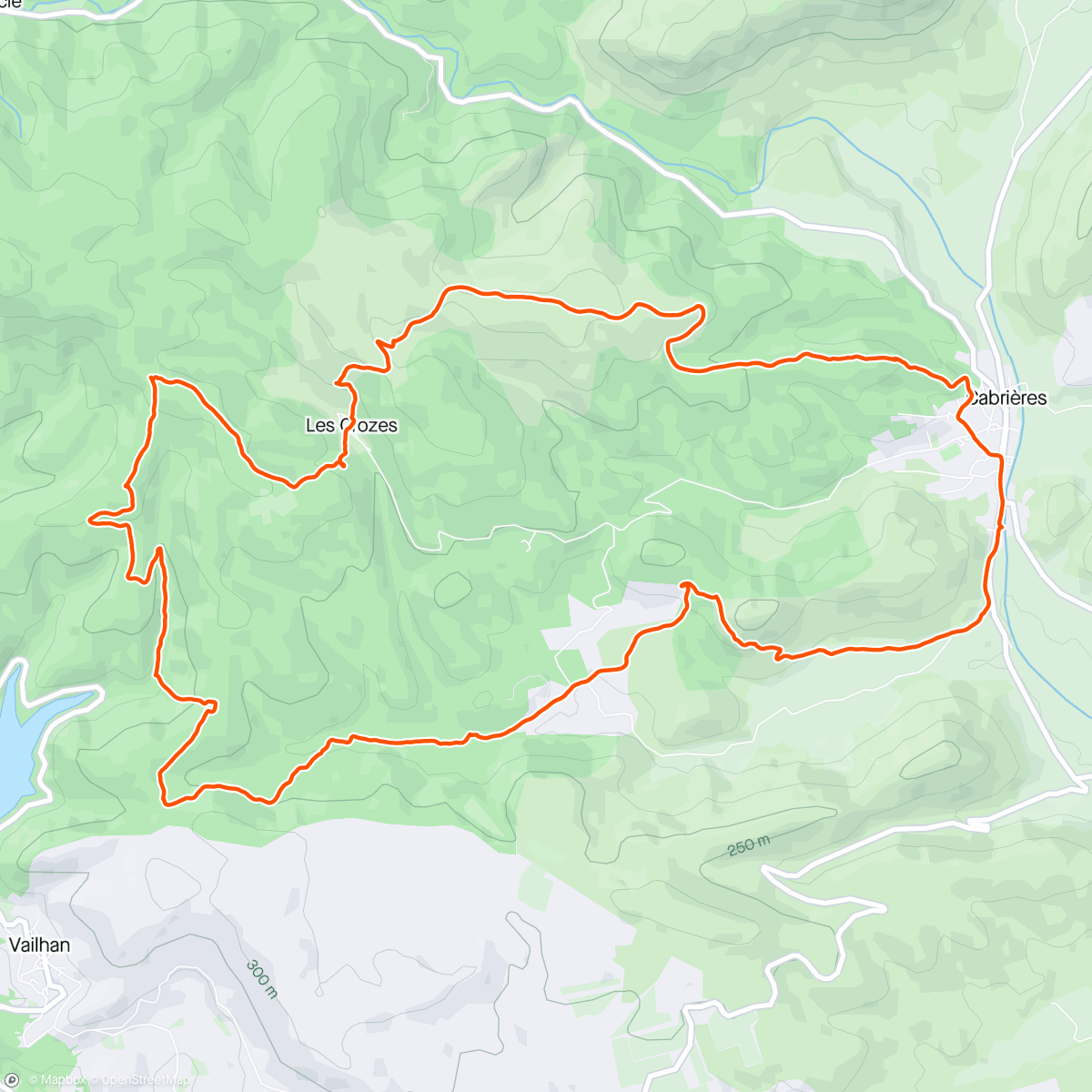 Mapa da atividade, Trail Cabrières avec Olivia et rami🦮💨🌧️