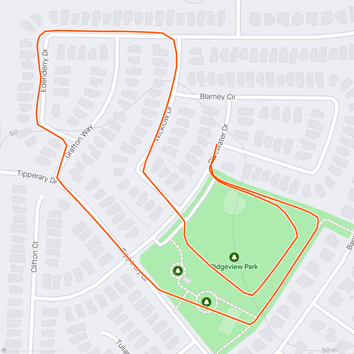 Map of the activity, A Windy Run in the ´Hood