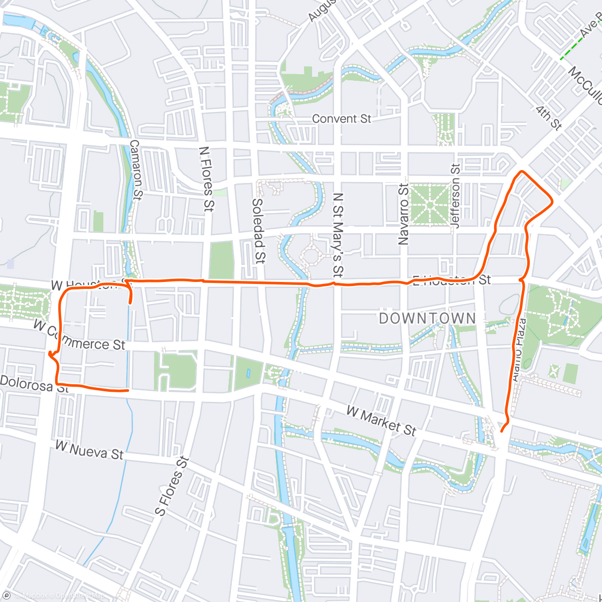 Mapa de la actividad (Footing San Antonio 🇺🇸🌤️🫀)