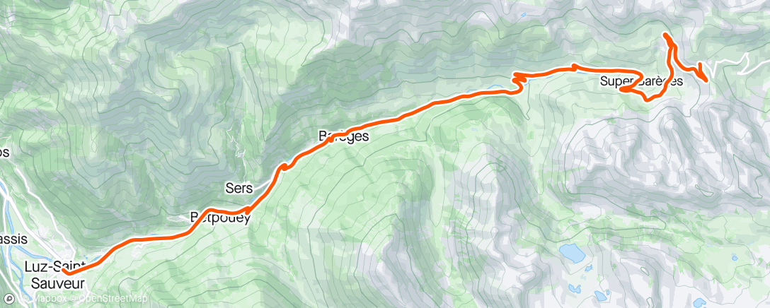Map of the activity, Col du Tourmalet descent, south side