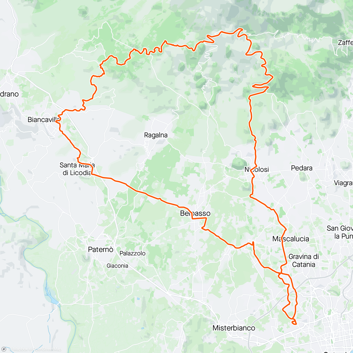 Mapa da atividade, Biancavilla -Milia -rifugio Sapienza (Etna)