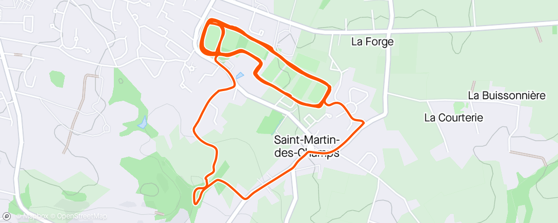 Map of the activity, Séance fartleck 10x3’ progressif (4’à3’40/km)