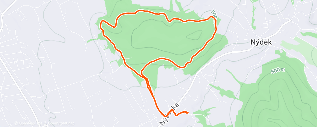Map of the activity, Afternoon Run