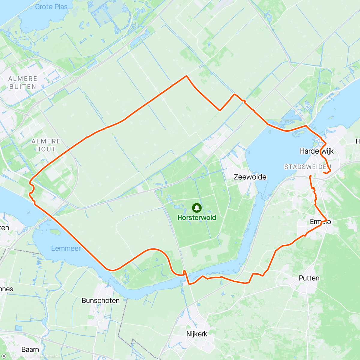 Map of the activity, 70 km polder solo
