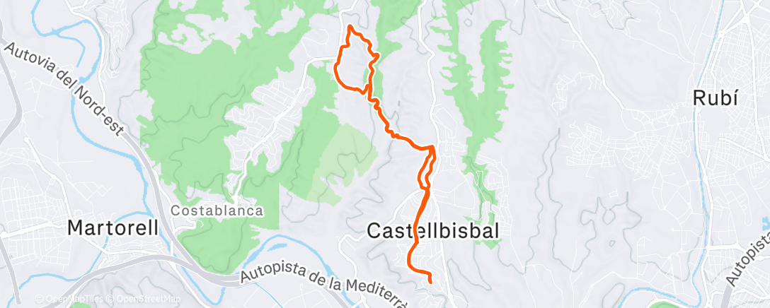 Map of the activity, Carrera de montaña vespertina