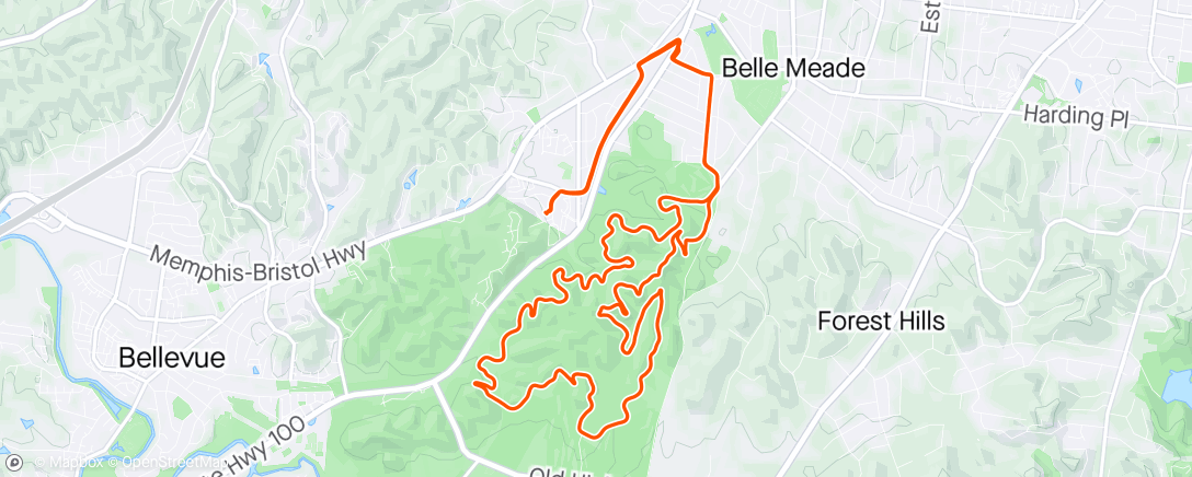 Map of the activity, Sunset ride to close out my 40th year