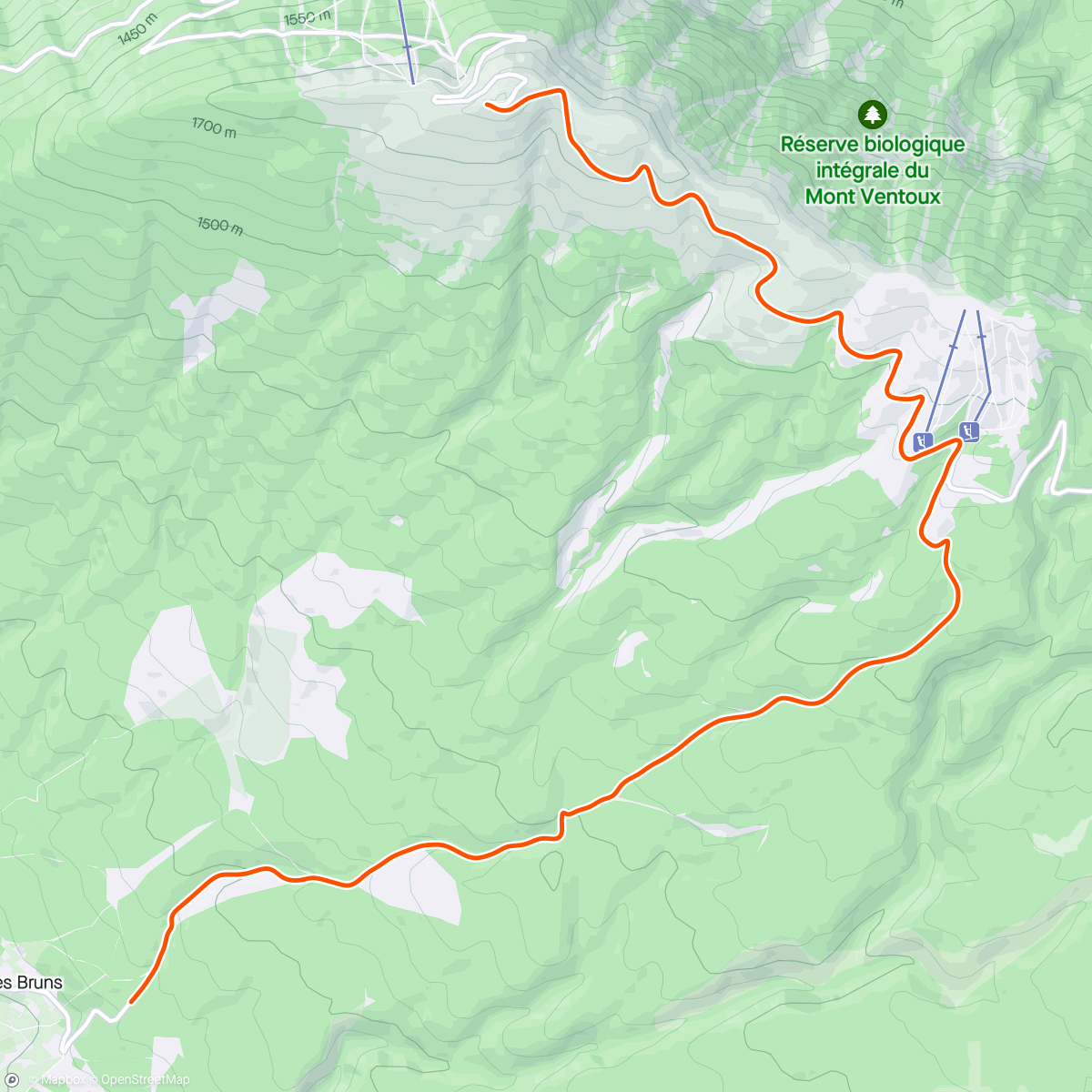 Map of the activity, ---- 2024 = 5.180 km ----
---1.148 km so far this month--

France: Mt. Ventoux downhill to Bedoin. First 18 km.