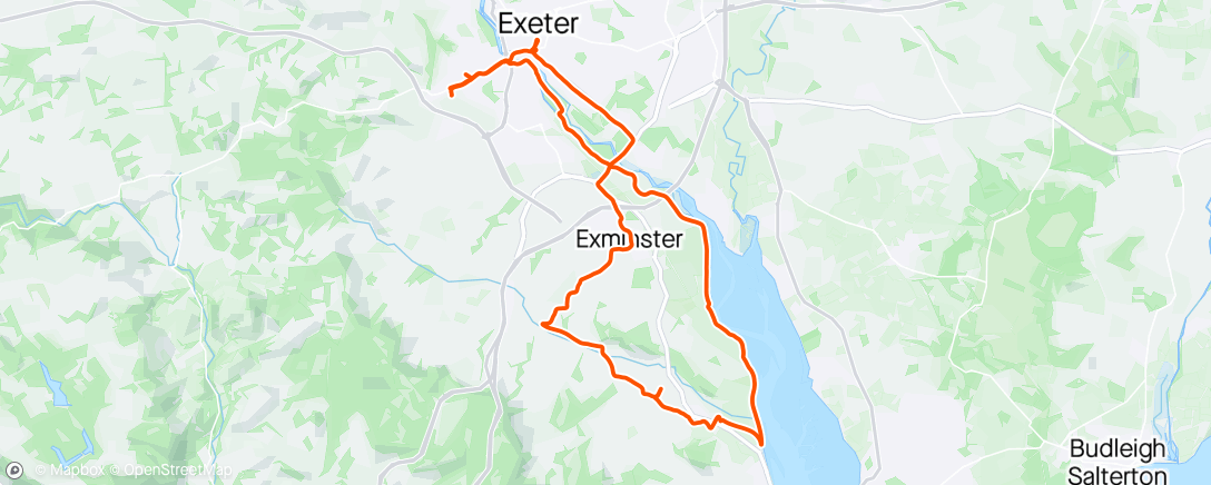 Map of the activity, Bike bus to Powderham.