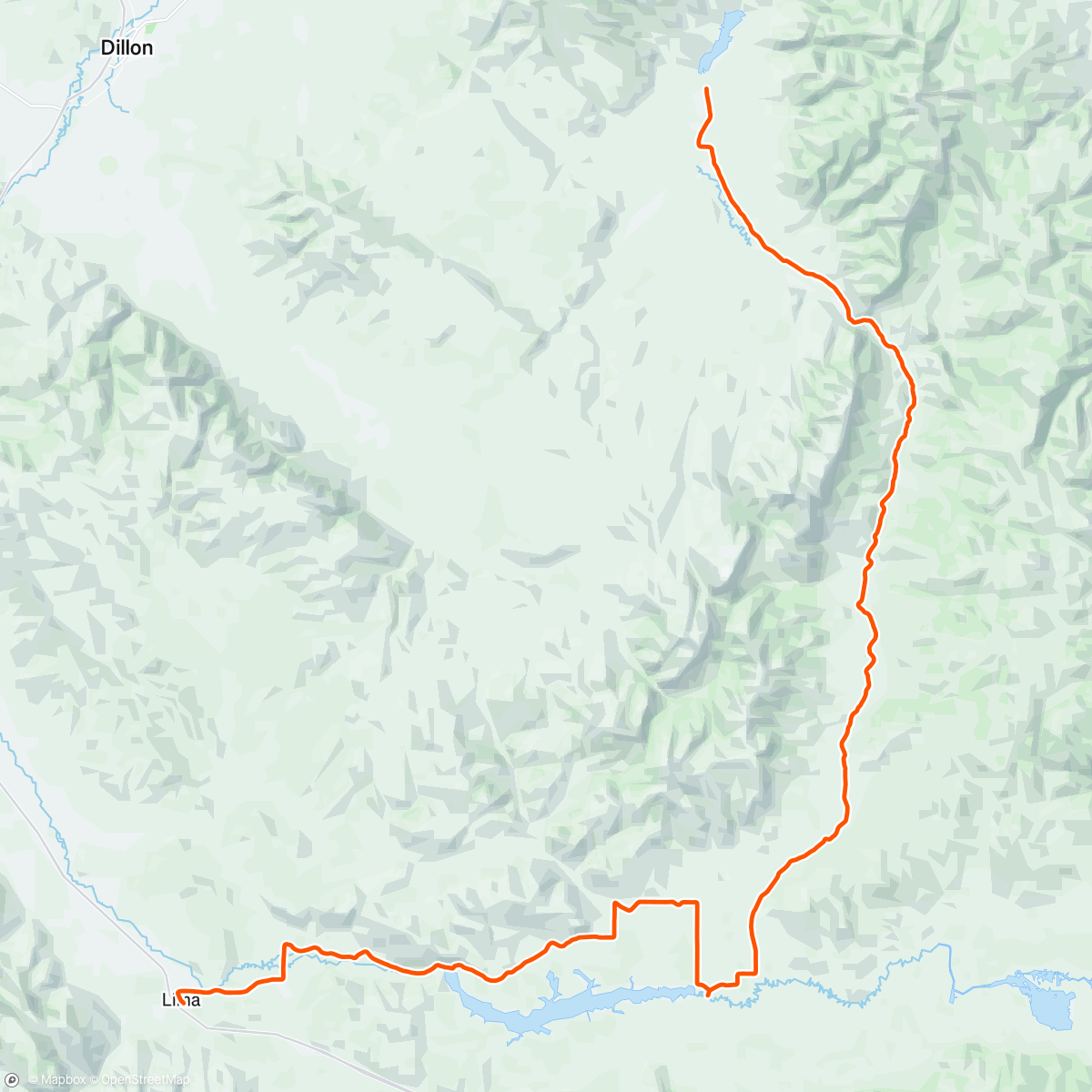 Map of the activity, Lima to Ruby Reservoir