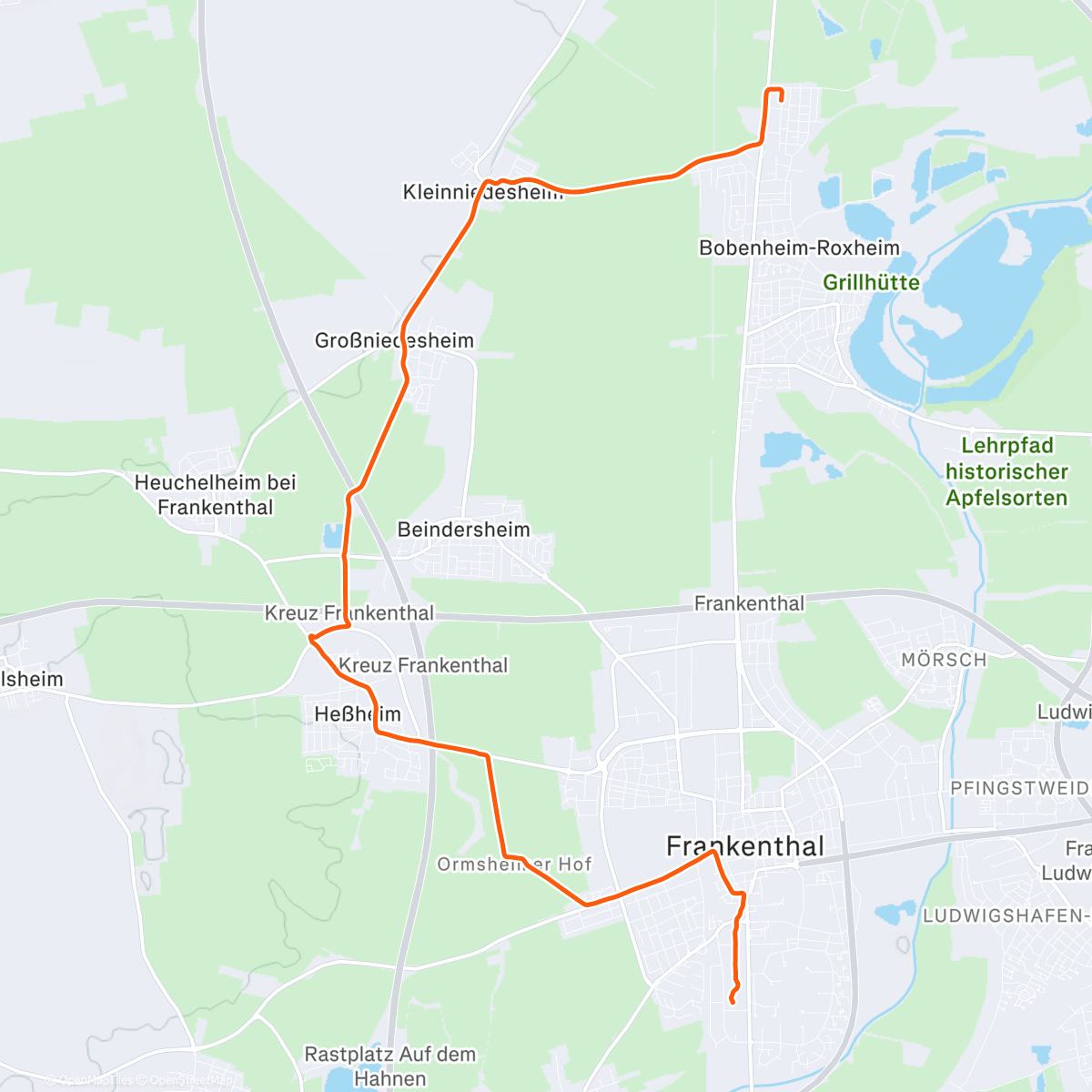 Map of the activity, Abendradfahrt