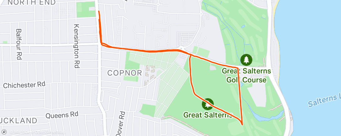 Map of the activity, Jog to Parkrun for volunteer (timekeeper) duties and jog home.