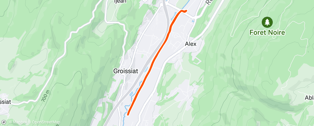 Map of the activity, Course à pied le midi