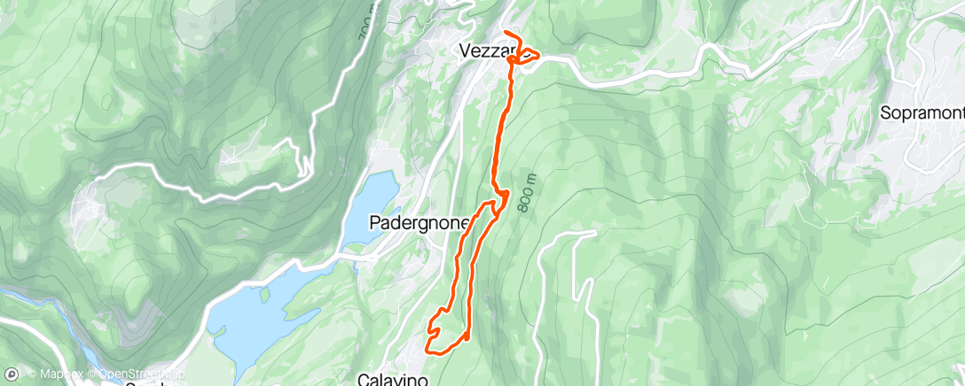 Map of the activity, Trail running mattutino