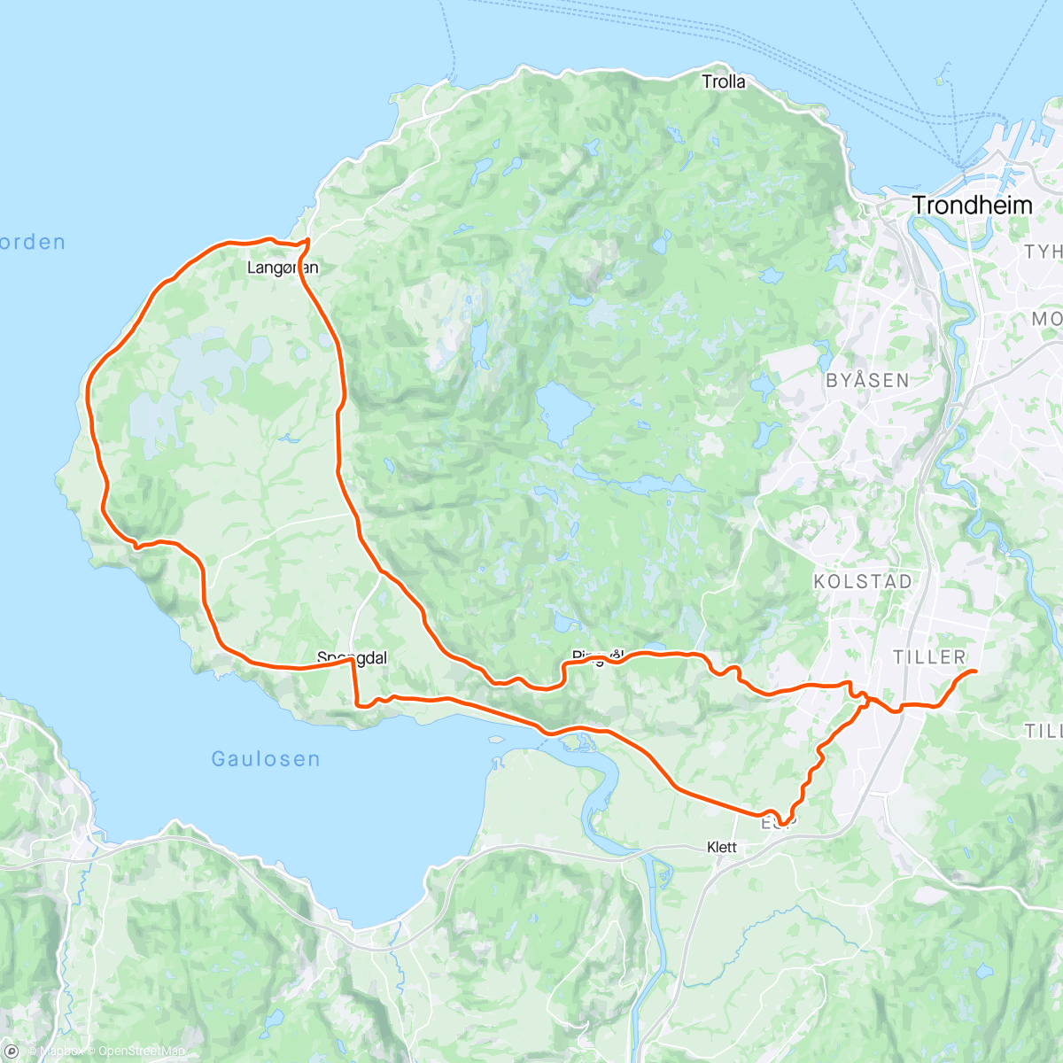 Map of the activity, Bedriftsrittet Sjøsprøyten simulert