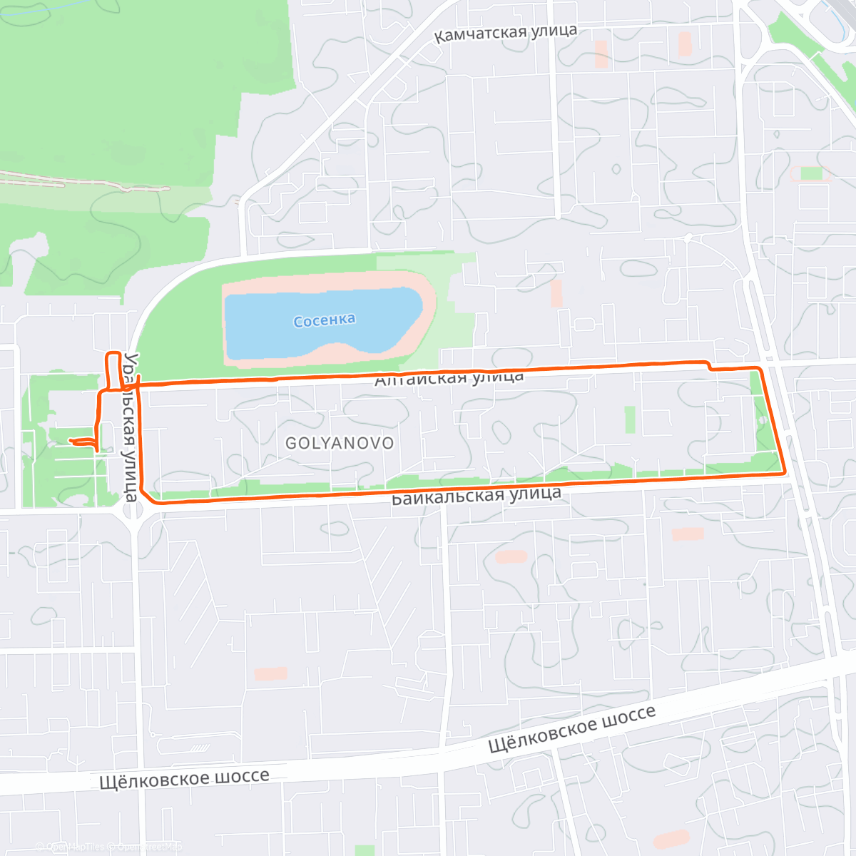 Map of the activity, Утренний забег