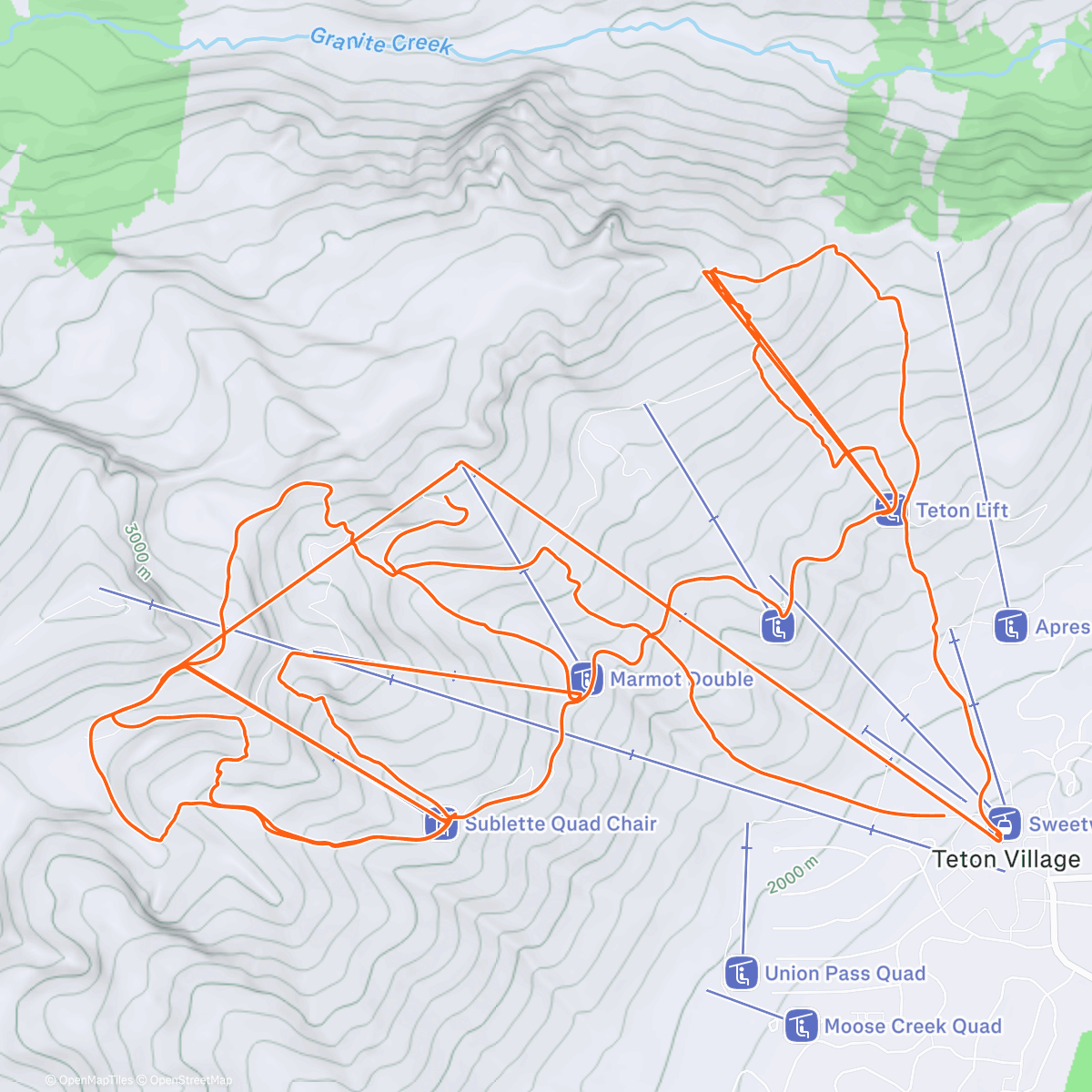 Map of the activity, Fam ski day - wind storm