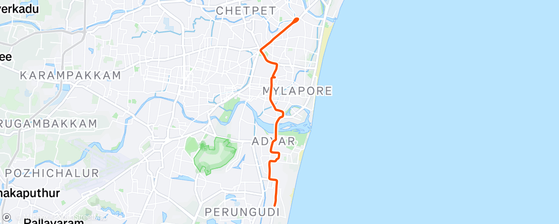 Map of the activity, Night Ride