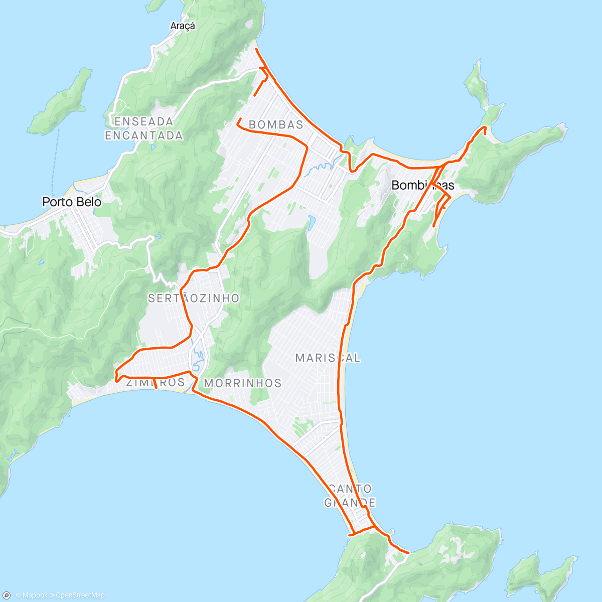 Map of the activity, Praias,Bombas,Bombinhas,Quatro Ilhas,Mariscal,Conceição, Canto Grande,Morrinhos,zimbros 🚴🏽‍♀️💖