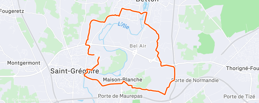 Map of the activity, Trail le midi