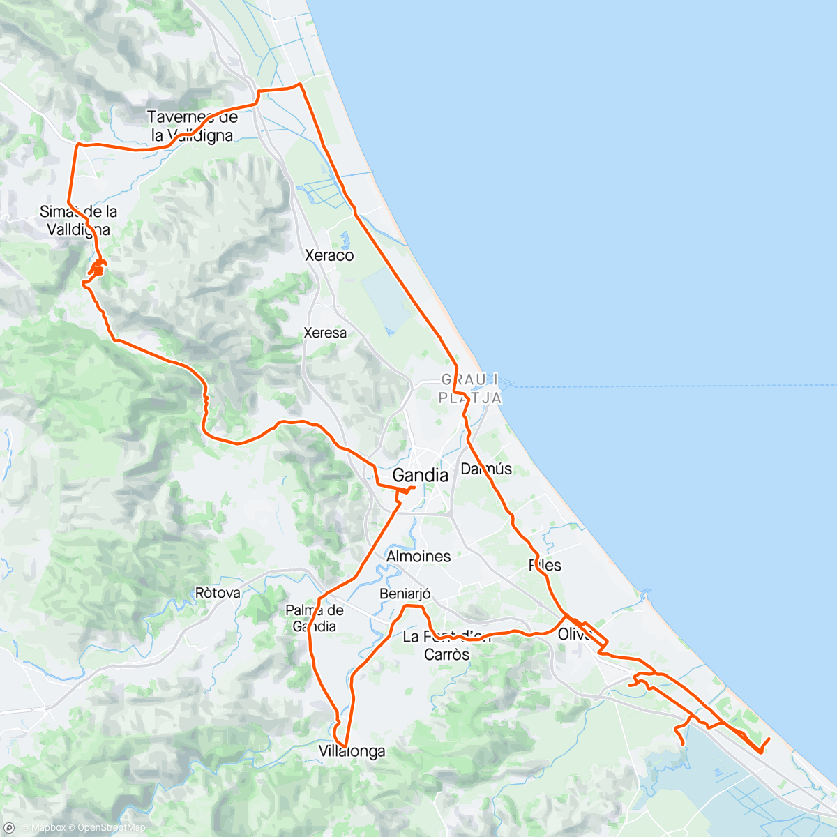 Map of the activity, Dag 2 på sykkeltur