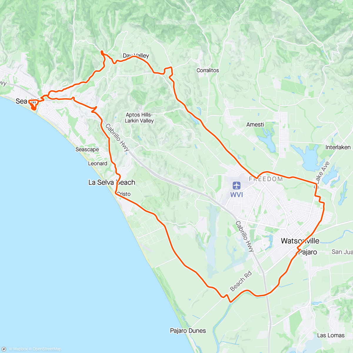 Map of the activity, easton overland castelli ride