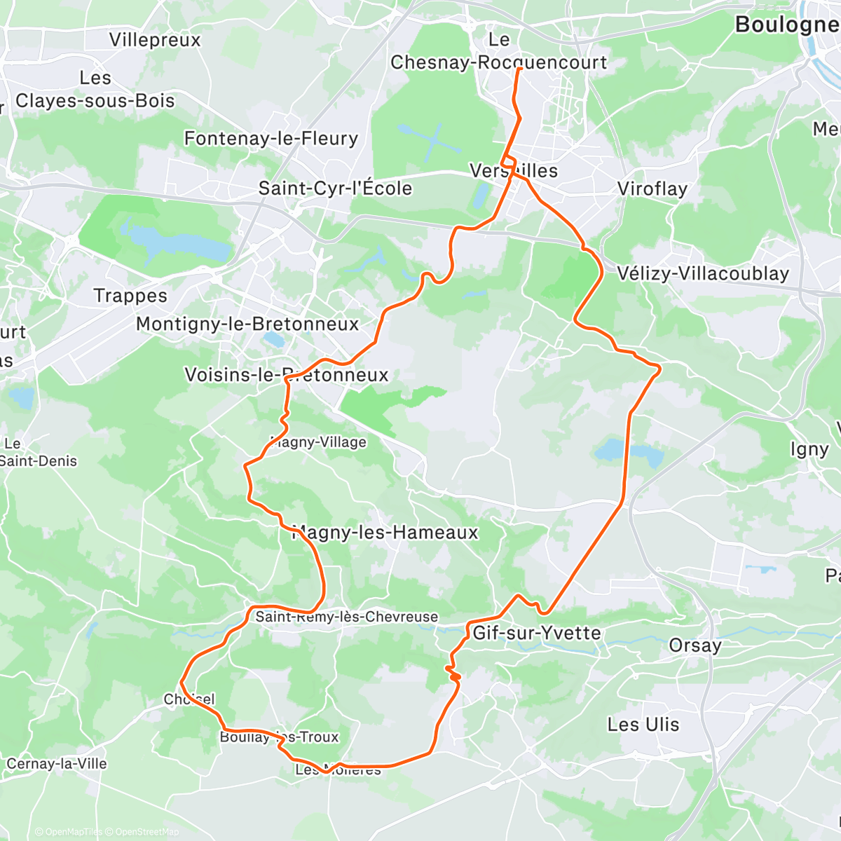 Map of the activity, Sortie vélo le matin