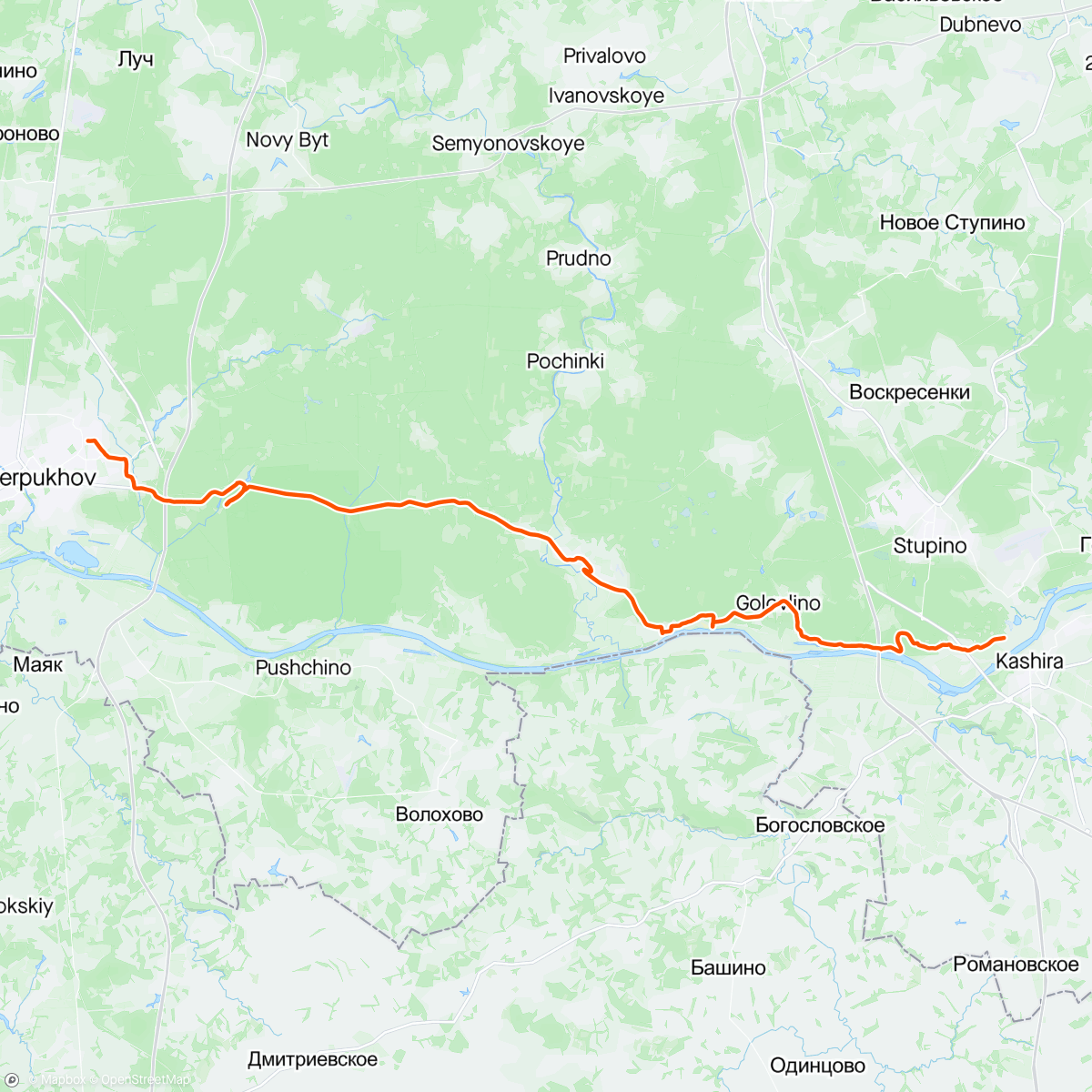 Map of the activity, Подмосковье. Ступино - Серпухов