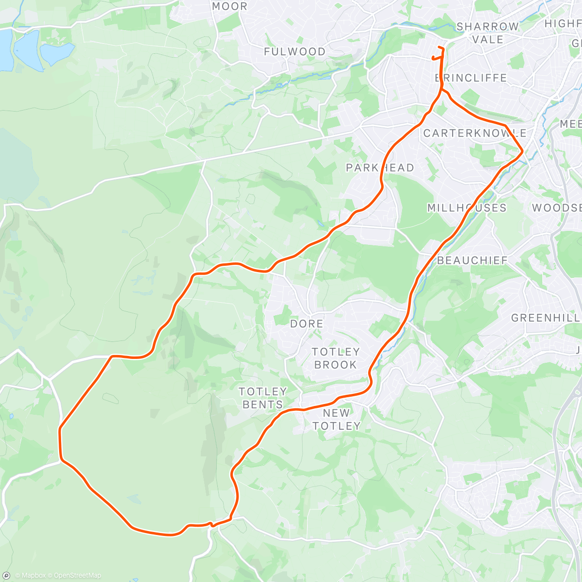 Map of the activity, Super steady with a few laps round the block doing more noise investigation.