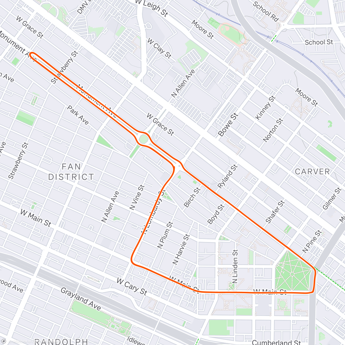 Map of the activity, Zwift - Pacer Group Ride: The Fan Flats in Richmond with Bernie