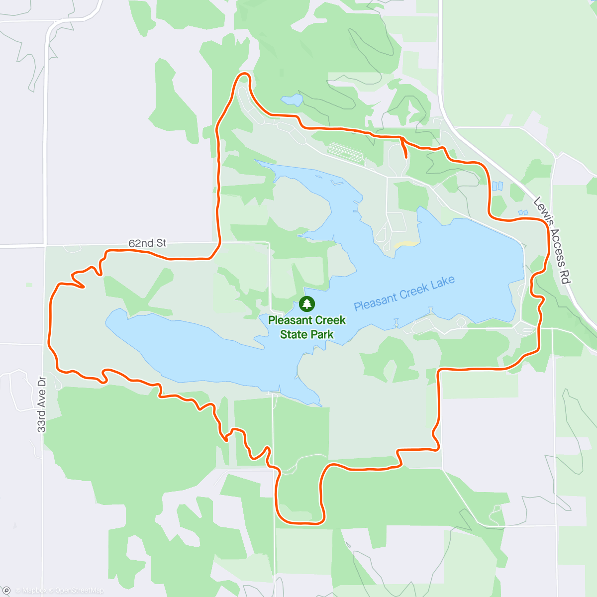 Kaart van de activiteit “Pleasant Creek State Park run/walk/hike”