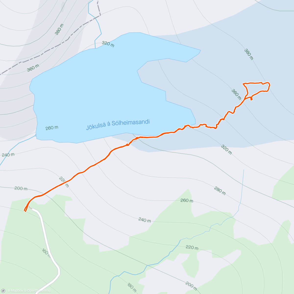 Map of the activity, Sólheimajökull Glacier Hike