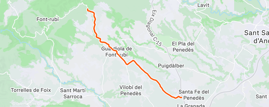 Map of the activity, Z3 & cadència 4 x 15' Z3 - 90-100 rpm