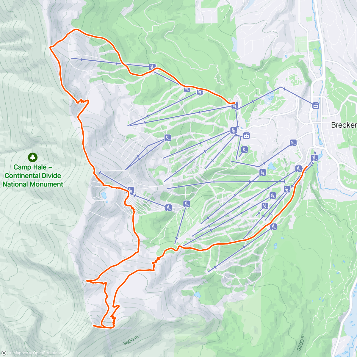Mappa dell'attività Breckenridge Five Peaks 🥇
