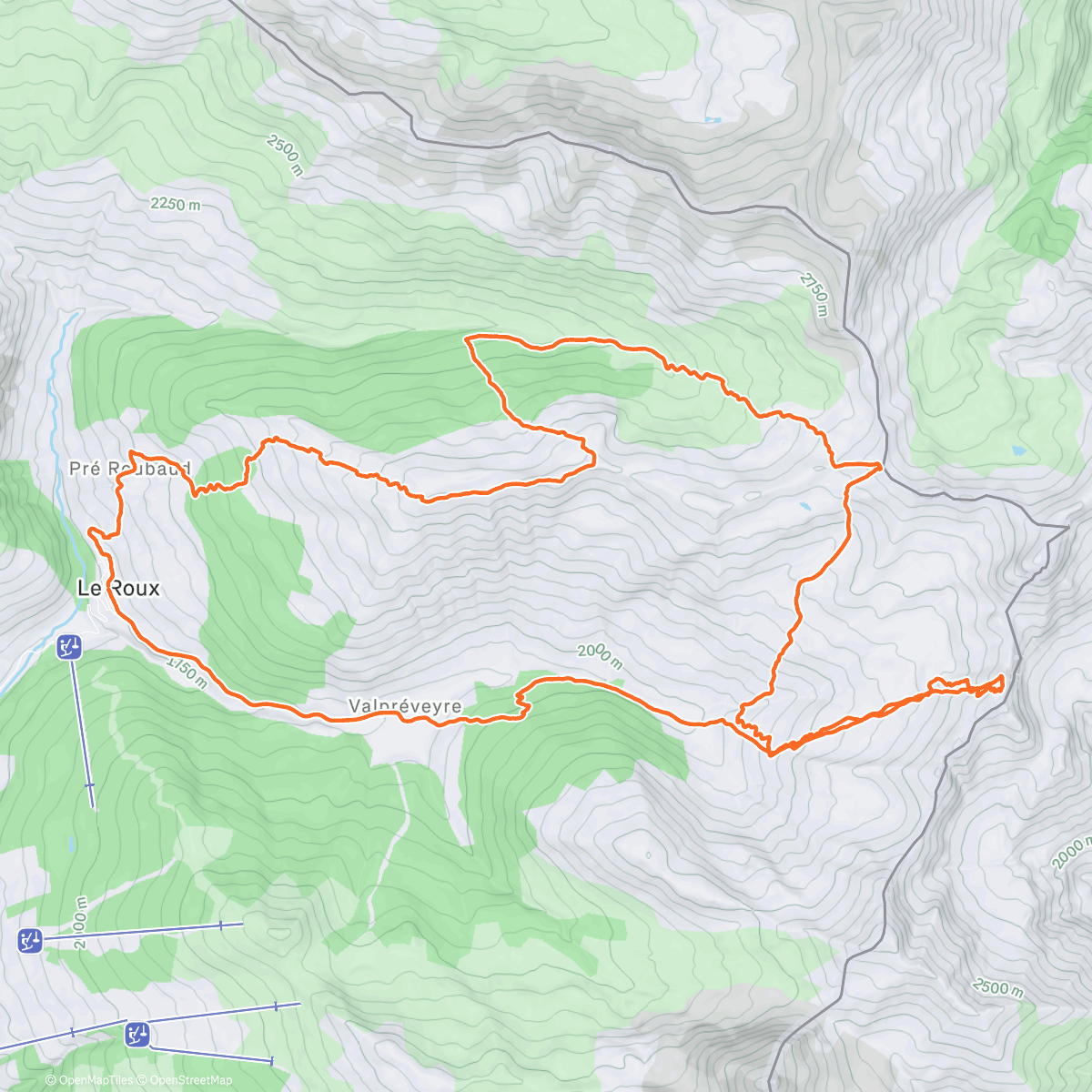Map of the activity, Skimo