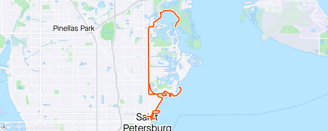 Map of the activity, Exploring more of St Pete - shakeout ride with Sandy ☀️