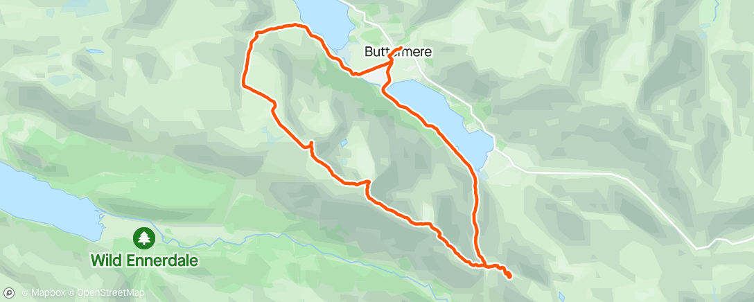 Map of the activity, Buttermere, red pike and haystacks, lake district hike