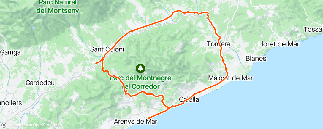 Map of the activity, Tordera -Hostalrich-Sant celoni -collsacreu-canet