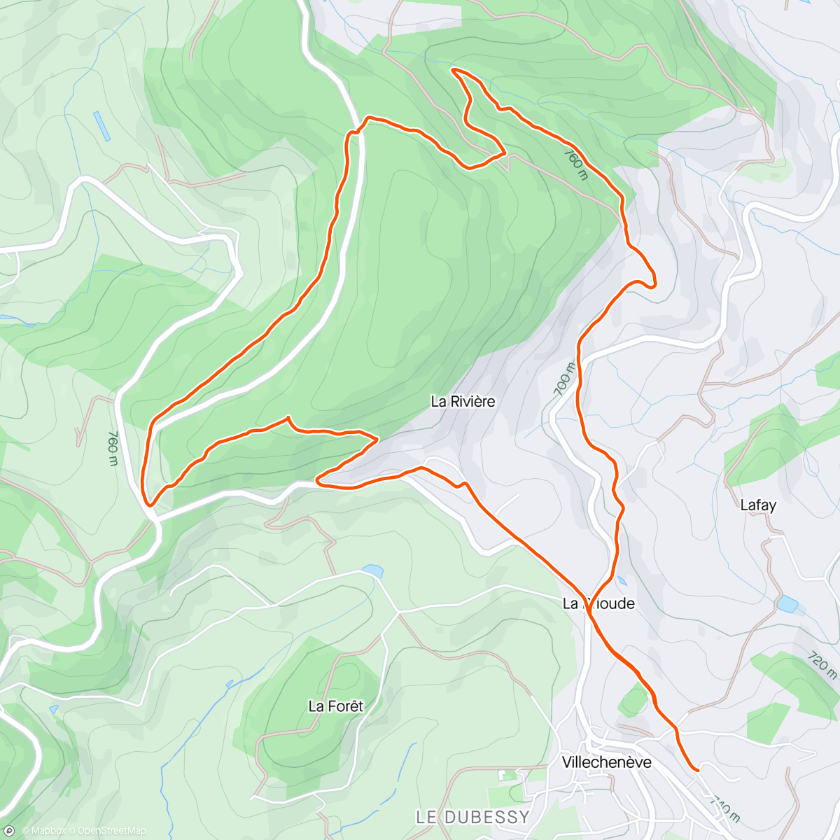 Map of the activity, 11 km "La Cascade" du Milo'Trail 2024 sans les passages privés. 👍😊