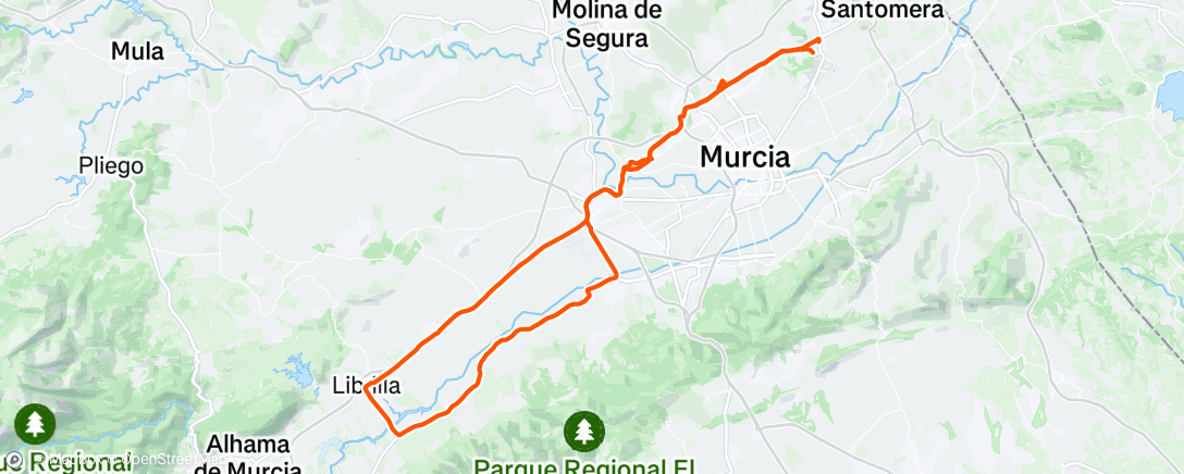 Map of the activity, Bicicleta por la mañana