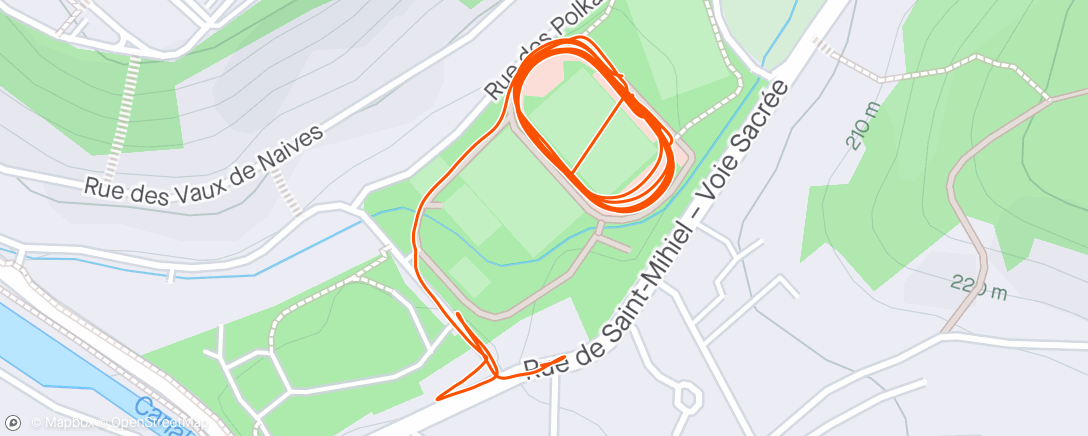 Map of the activity, 8x 400m ,1"35 recup 1"25