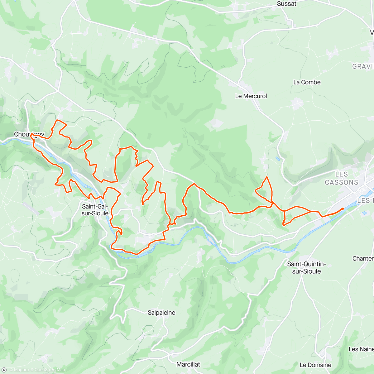 Map of the activity, Trail Natura Sioule