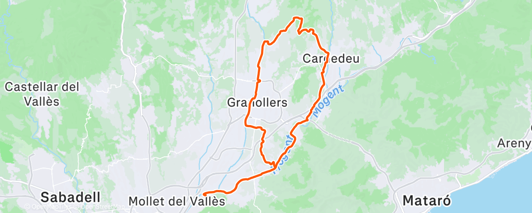 Map of the activity, Bicicleta al anochecer